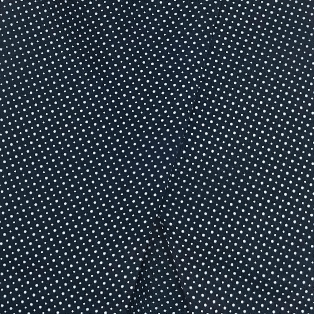 NAVY SILK SATIN ASCOT TIE - Micro-Dot - detail view 2