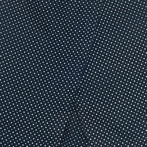NAVY SILK SATIN ASCOT TIE - Micro-Dot - detail view 2
