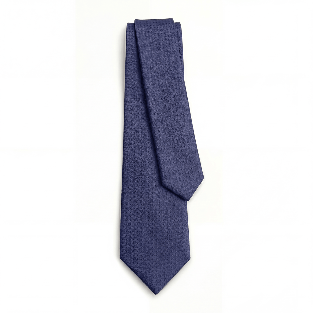 BLUE JACQUARD SILK TIE - Subtle textured weave - Lorenzi Como luxury silk tie