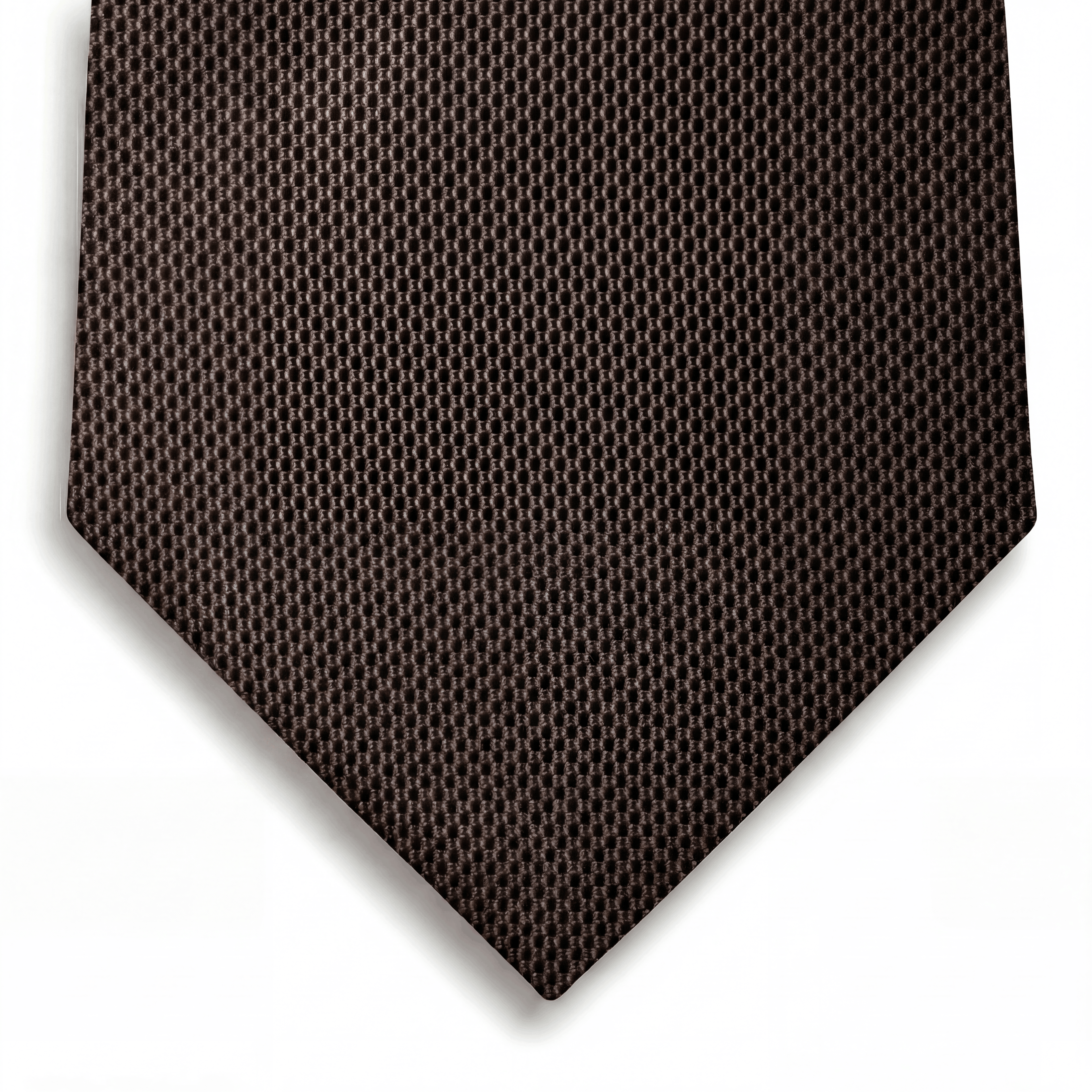 Brown 3 Fold Jacquard Silk Tie - Micro Checker Weave - Lorenzi Como luxury silk tie