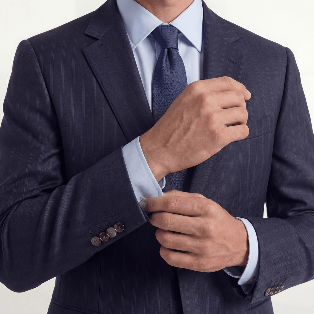 BLUE JACQUARD SILK TIE - Subtle textured weave - Lorenzi Como luxury silk tie
