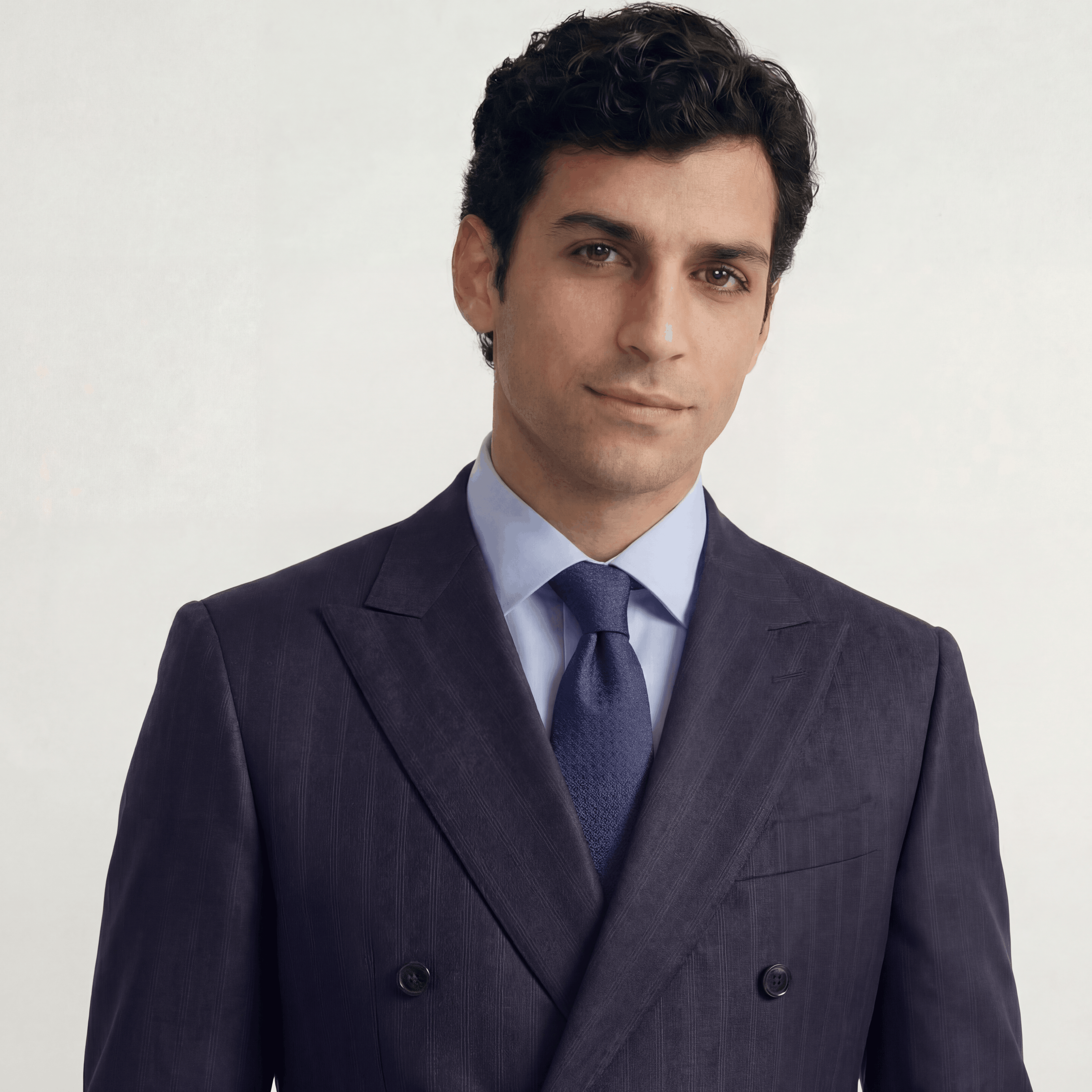 BLUE JACQUARD SILK TIE - Subtle textured weave - Lorenzi Como luxury silk tie
