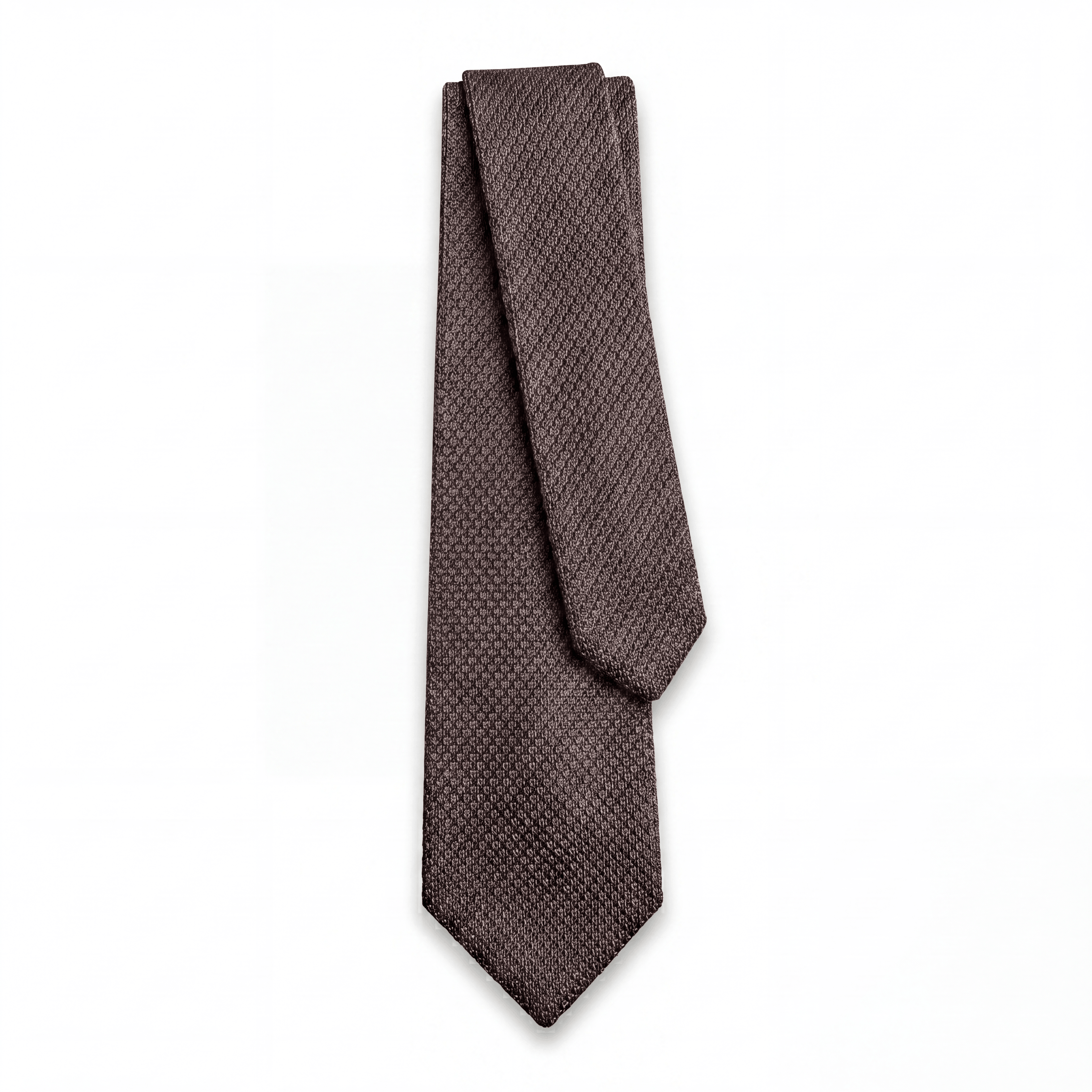 Dark Brown Handmade 3-Fold Grenadine Silk Tie - Lorenzi Como luxury silk tie