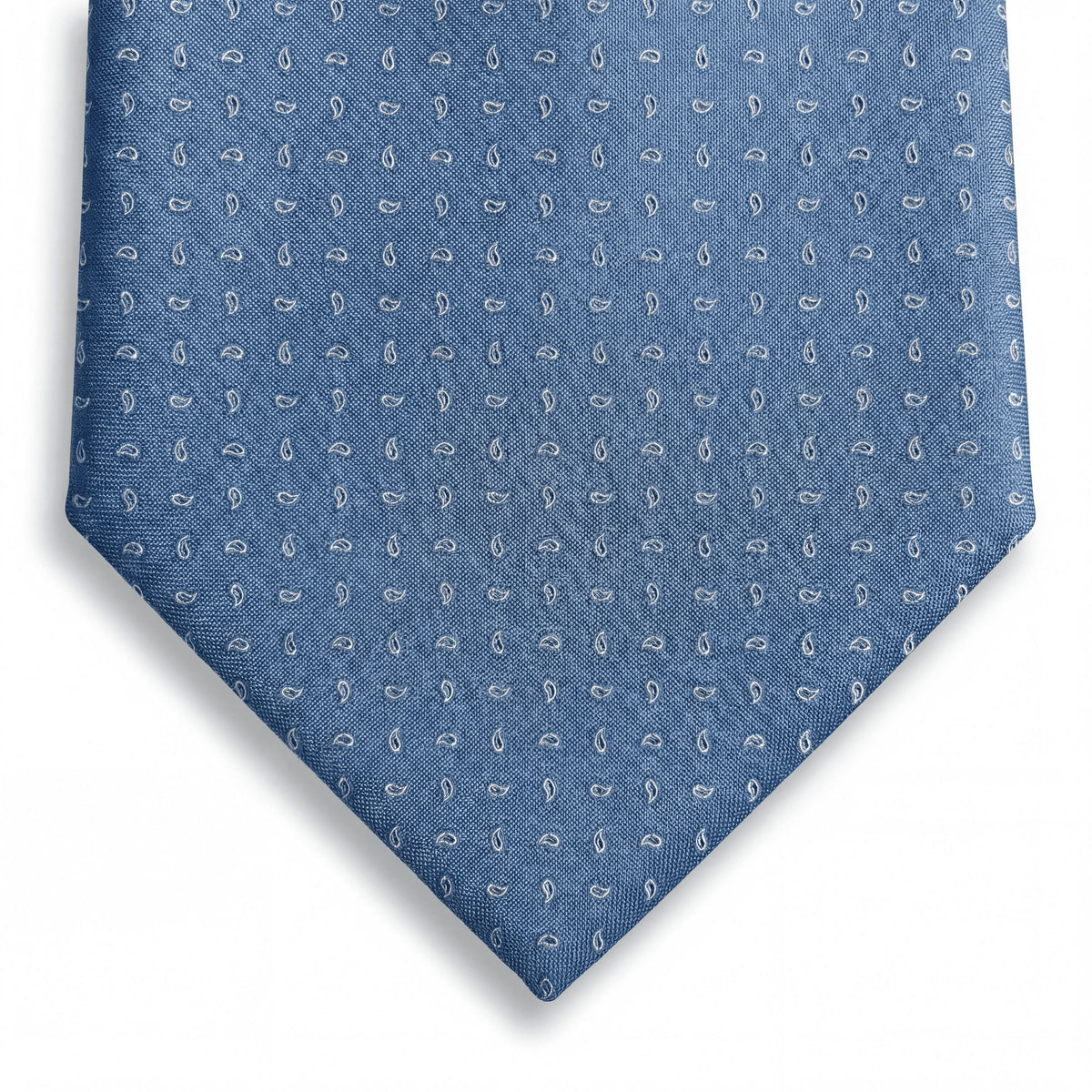 cravatta azzurro sartoriale in seta jacquard con microdisegno, fatta a mano a Como da Lorenzi Como