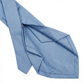 cravatta azzurro 5 pieghe in seta jacquard, tinta unita, fatta a mano a Como da Lorenzi Como