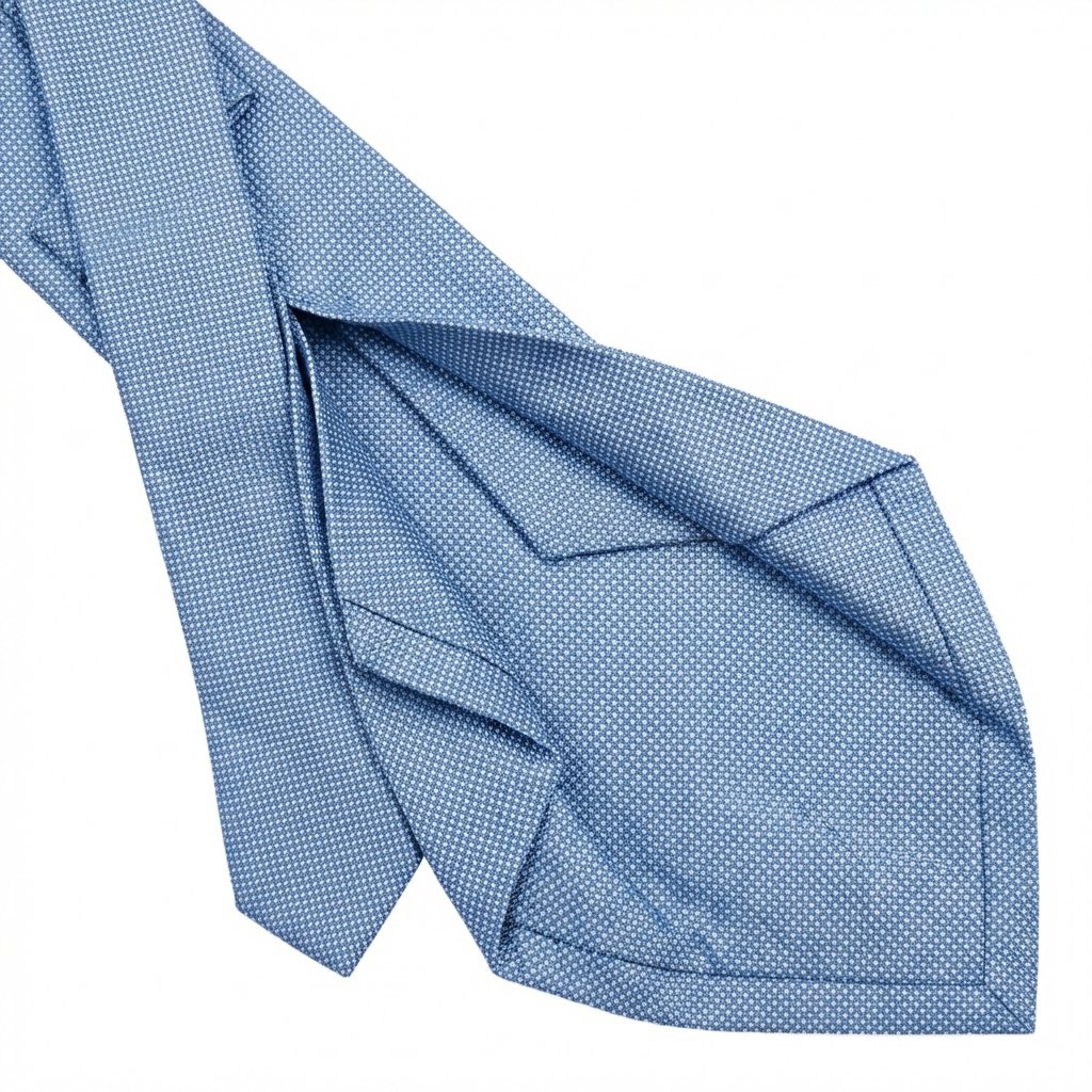 cravatta azzurro 5 pieghe in seta jacquard, tinta unita, fatta a mano a Como da Lorenzi Como