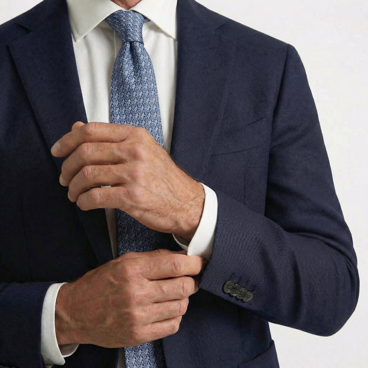 MARINE HANDMADE 3-FOLD GRENADINE SILK TIE - Lorenzi Como luxury silk tie