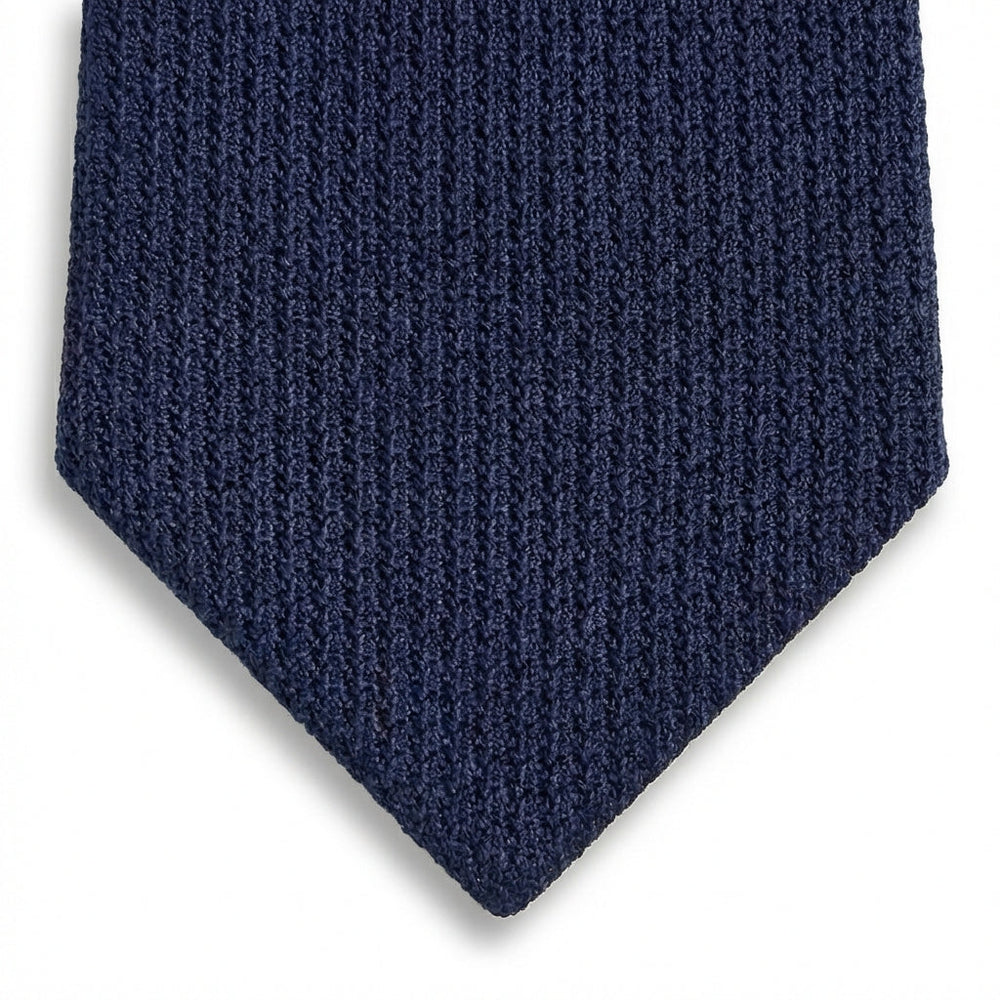 cravatta blu navy in garza di seta 3 pieghe, fatta a mano a Como da Lorenzi Como