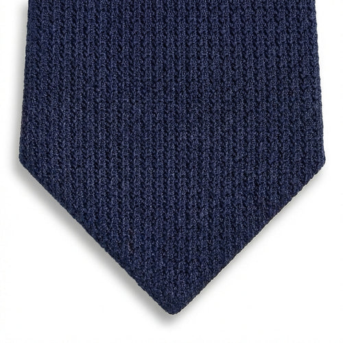 cravatta blu navy in garza di seta 3 pieghe, fatta a mano a Como da Lorenzi Como