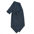 ascot blu navy in raso di seta con pois, fatto a mano a Como da Lorenzi Como