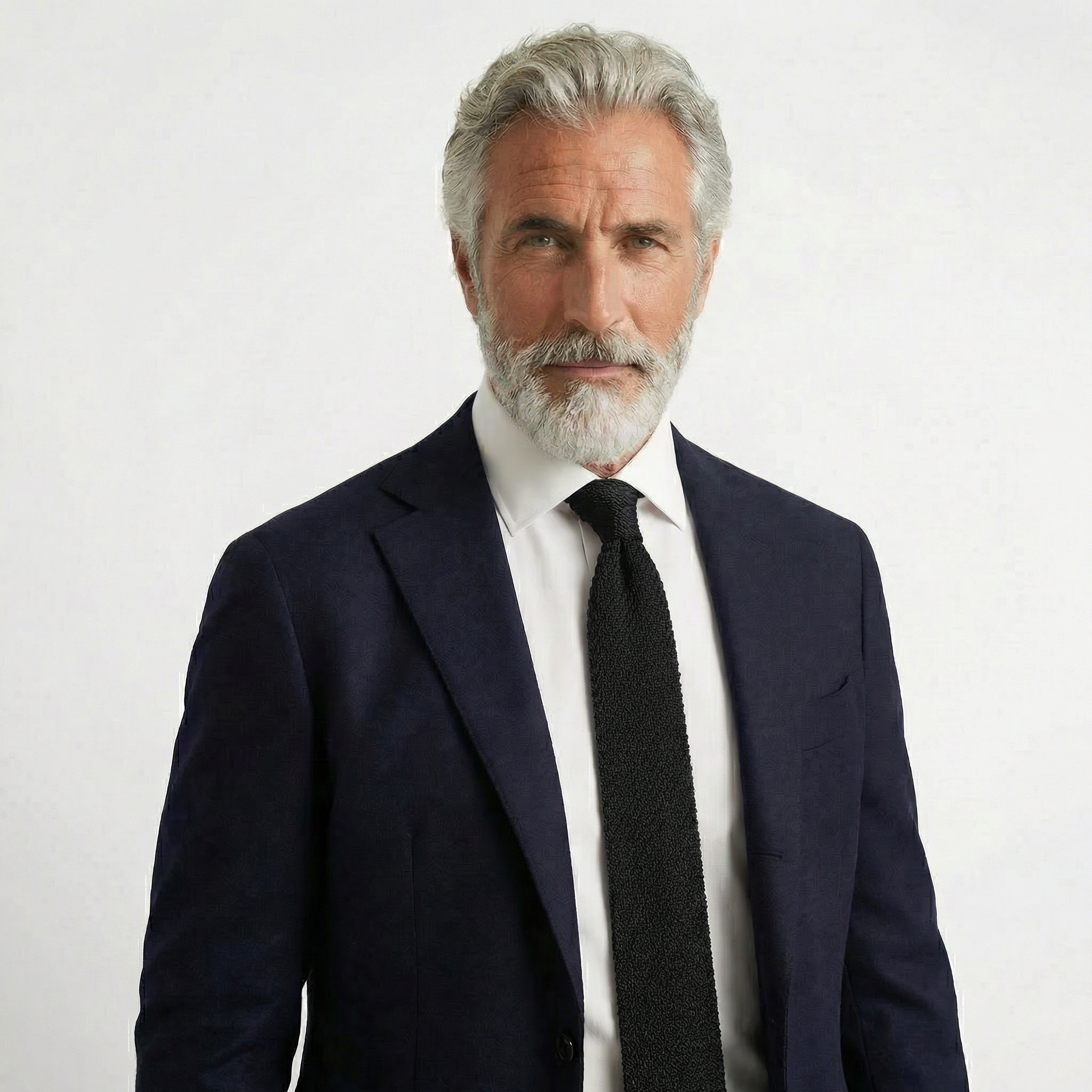 BLACK HANDMADE 3-FOLD GRENADINE SILK TIE