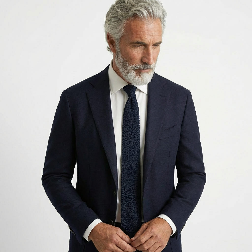 NIGHT HANDMADE 3-FOLD GRENADINE SILK TIE