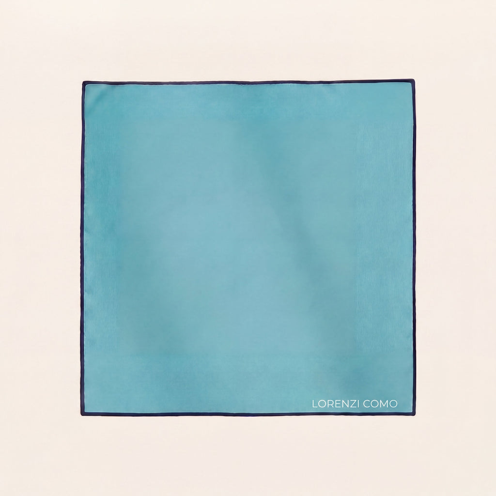 POCHETTE BLUE IN RASO DI SETA - Lorenzi Como luxury silk tie