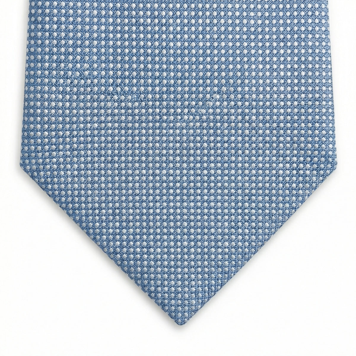 Light Blue 5-Fold Sartorial Silk Tie, full tie displayed on white background