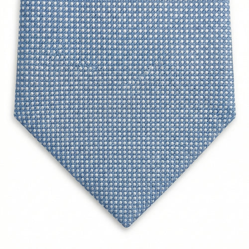 Light Blue 5-Fold Sartorial Silk Tie, full tie displayed on white background