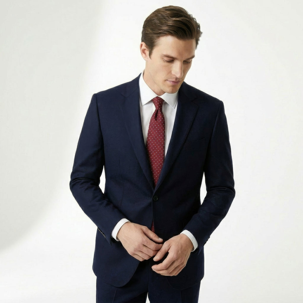 Burgundy 5-Fold Sartorial Jacquard Silk Tie, product view 5