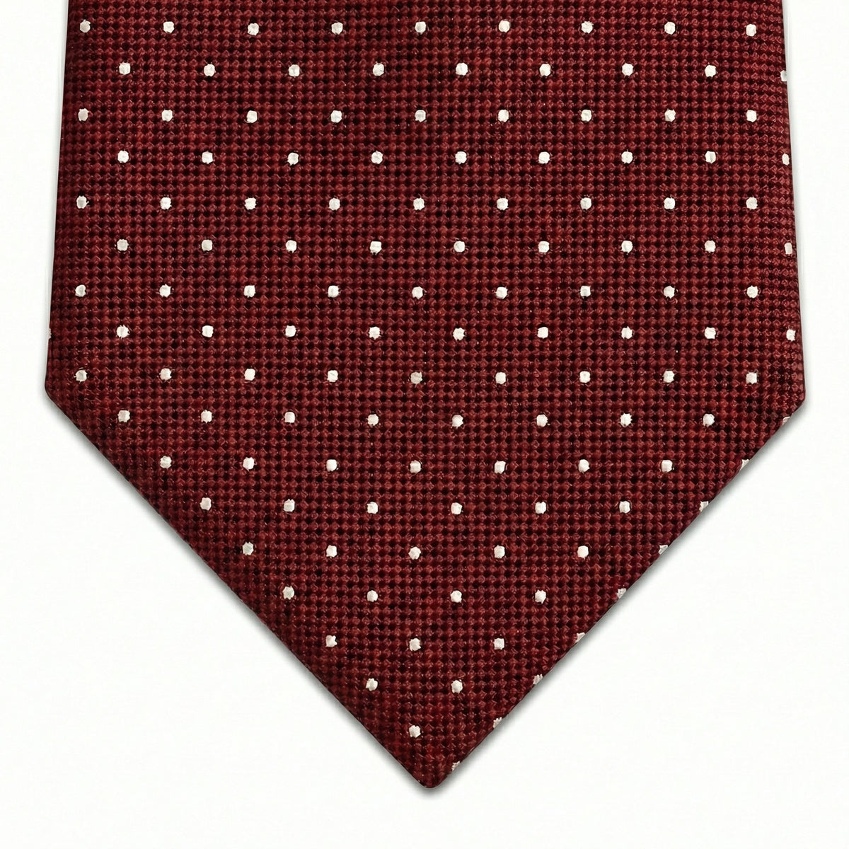 Burgundy 5-Fold Sartorial Jacquard Silk Tie, full tie displayed on white background
