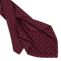 cravatta bordeaux 5 pieghe in seta jacquard con pois, fatta a mano a Como da Lorenzi Como