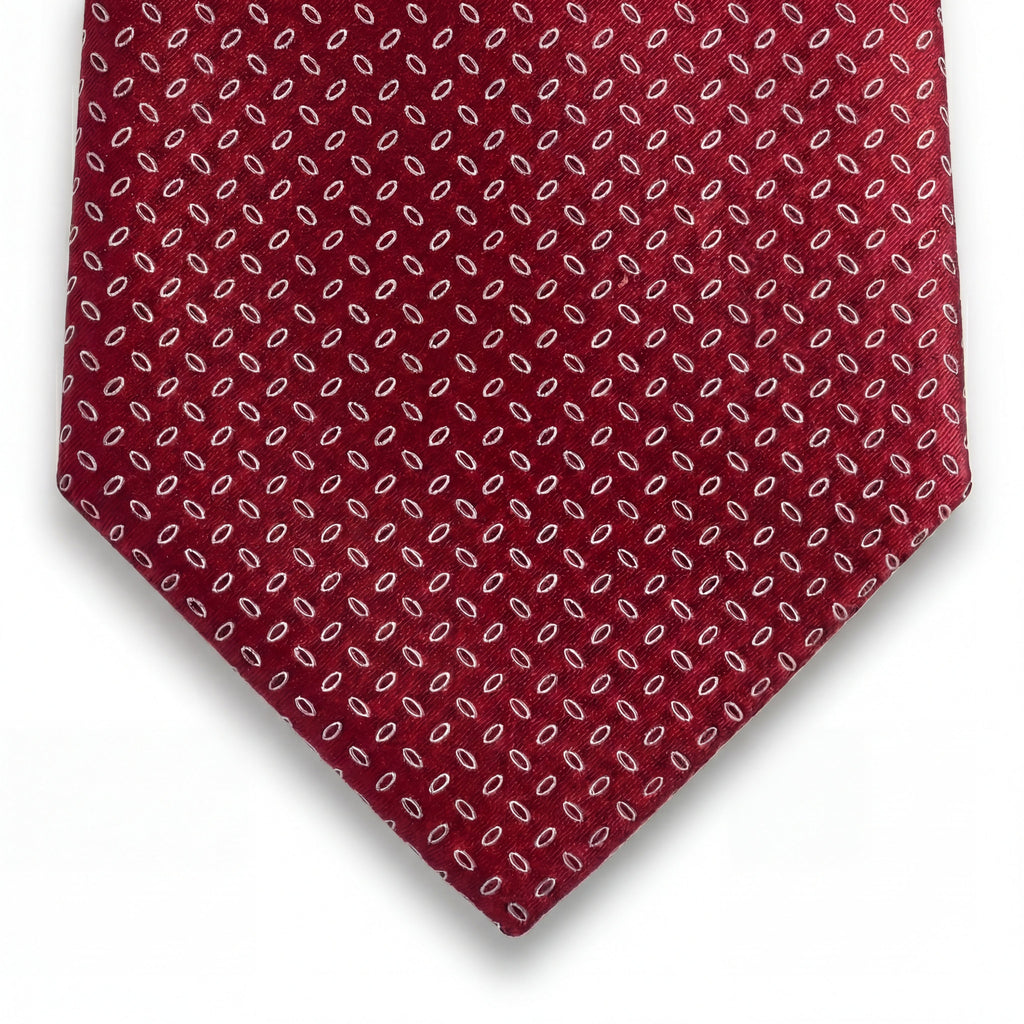 cravatta rosso sartoriale in seta jacquard con microdisegno, fatta a mano a Como da Lorenzi Como