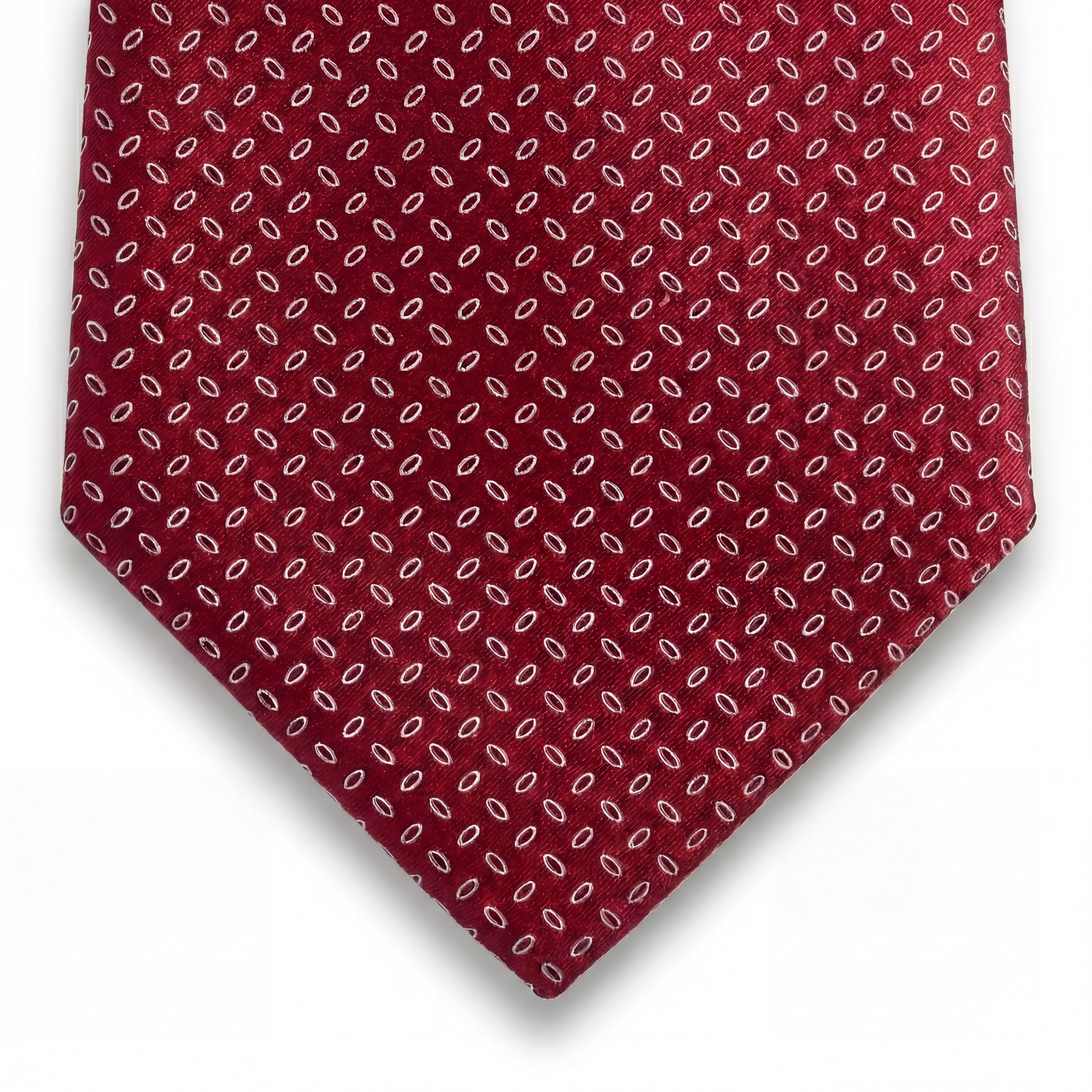 cravatta rosso sartoriale in seta jacquard con microdisegno, fatta a mano a Como da Lorenzi Como