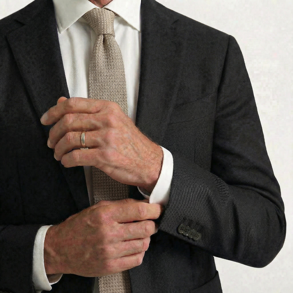 STONE HANDMADE 3-FOLD GRENADINE SILK TIE