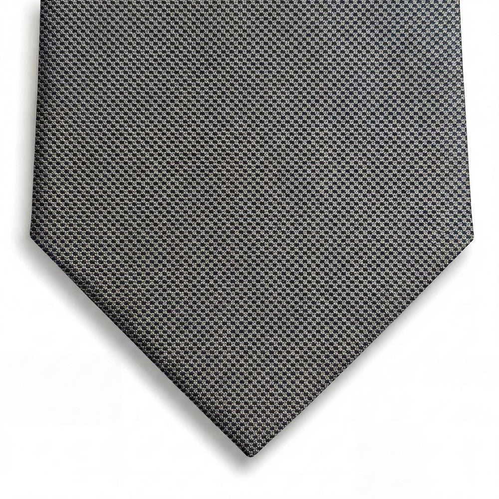 cravatta grigio 3 pieghe in seta jacquard con microdisegno, fatta a mano a Como da Lorenzi Como