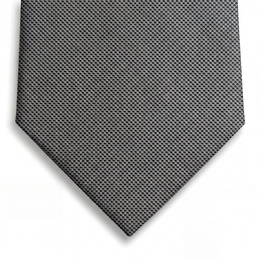 cravatta grigio 3 pieghe in seta jacquard con microdisegno, fatta a mano a Como da Lorenzi Como
