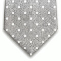 cravatta grigio 3 pieghe in seta jacquard con pois, fatta a mano a Como da Lorenzi Como