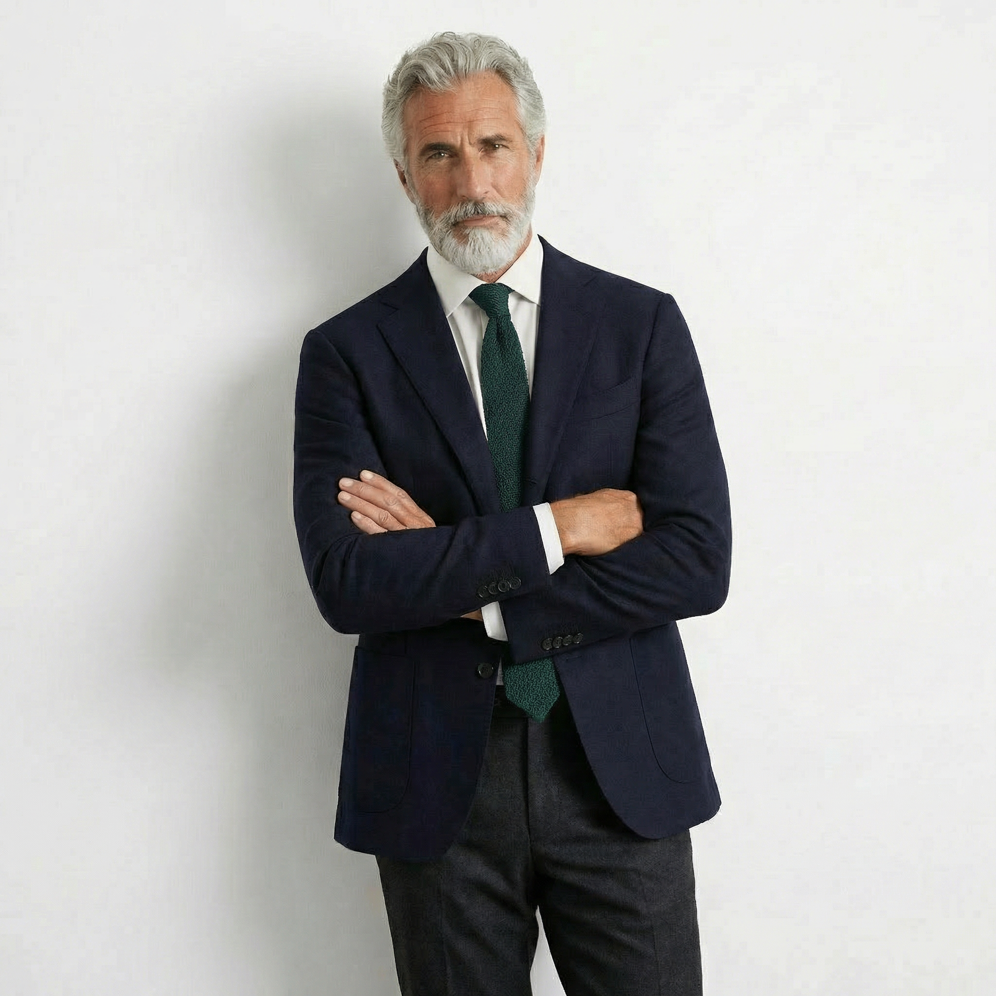 DEEP GREEN HANDMADE 3-FOLD GRENADINE SILK TIE