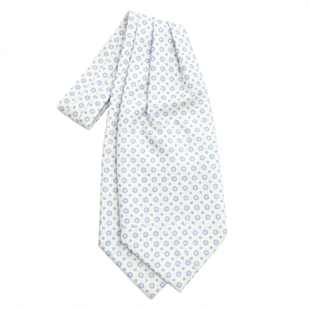 ascot chiaro in raso di seta con medaglione, fatto a mano a Como da Lorenzi Como