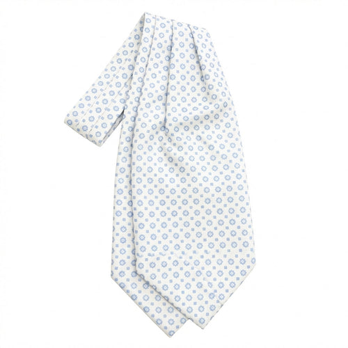 ascot chiaro in raso di seta con medaglione, fatto a mano a Como da Lorenzi Como