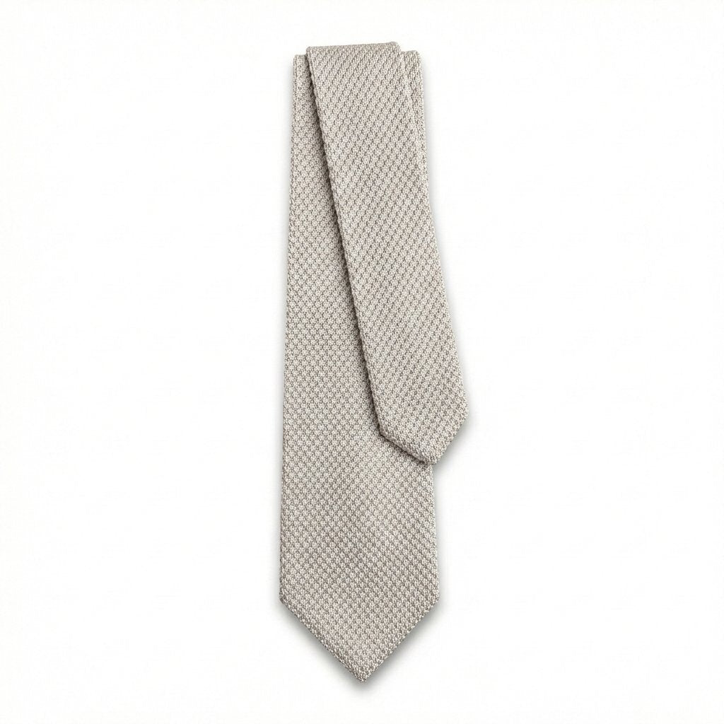 WHITE HANDMADE 3-FOLD GRENADINE SILK TIE - Lorenzi Como luxury silk tie