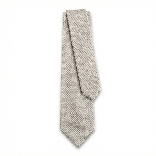 WHITE HANDMADE 3-FOLD GRENADINE SILK TIE - Lorenzi Como luxury silk tie